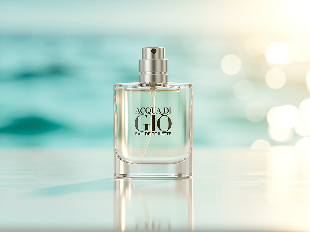 Warum die Acqua di Gio Eau de Toilette Bewertung den zeitlosen Duft bestätigt Flasche Acqua di Gio Eau de Toilette von Giorgio Armani vor neutralem Hintergrund