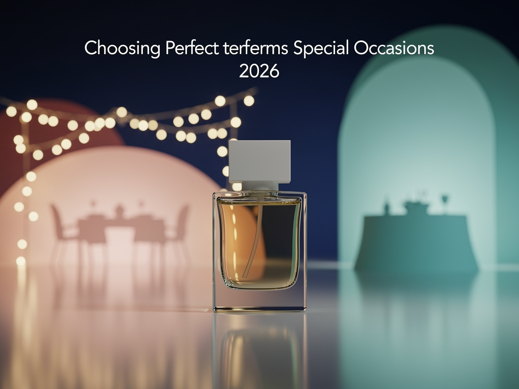 Anlass Parfum 2026 wählen – so findet man den idealen Duft fürs Event Frau wählt elegantes Parfum passend zum Anlass im modernen Ambiente