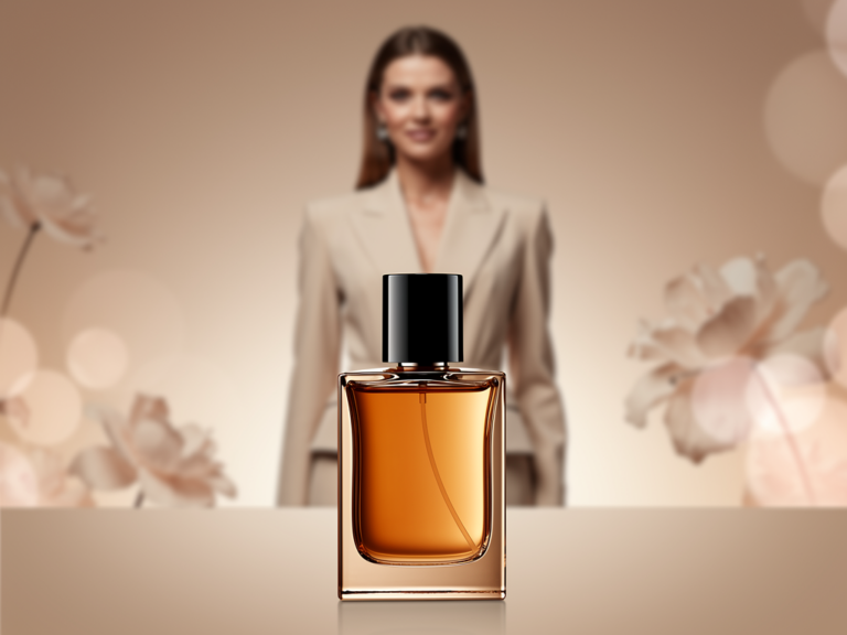 Armani Sì Damenparfum Flakon elegant vor femininer schwarzer Hintergrundkulisse