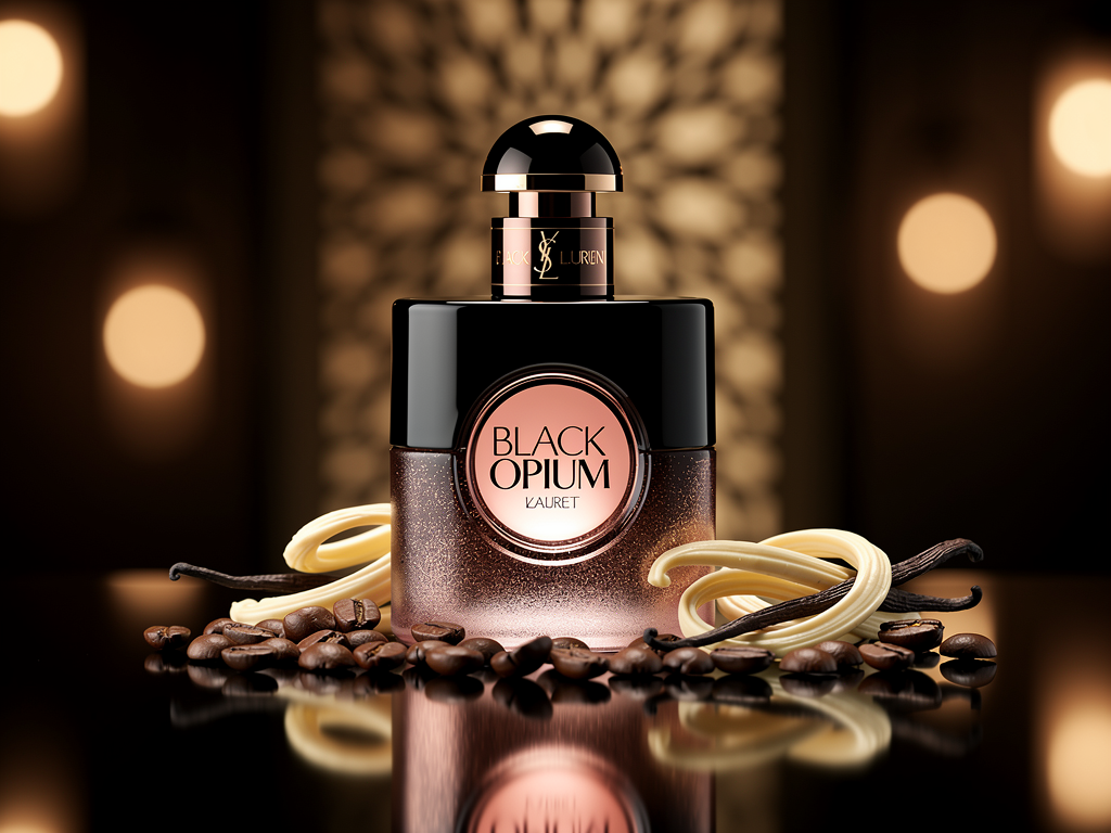 Black Opium YSL Test So überzeugt das süße Damenparfum mit Kaffee- und Vanillenoten Black Opium YSL Duftflakon vor orientalischem Hintergrund mit Kaffee- und Vanillenoten