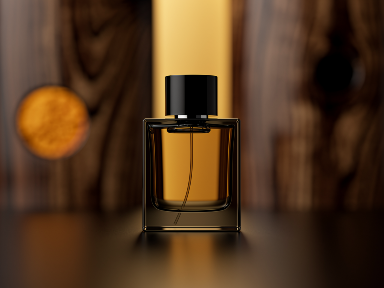 Byredo Black Saffron Parfumflasche vor holzigem Hintergrund für zeitlose Eleganz