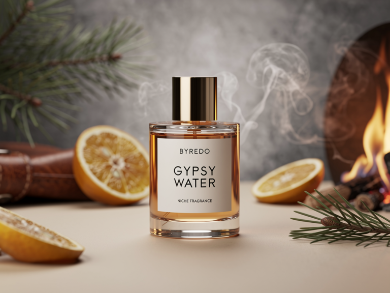 Byredo Gypsy Water Flakon vor natürlichem Hintergrund nomadischer Duftklassiker