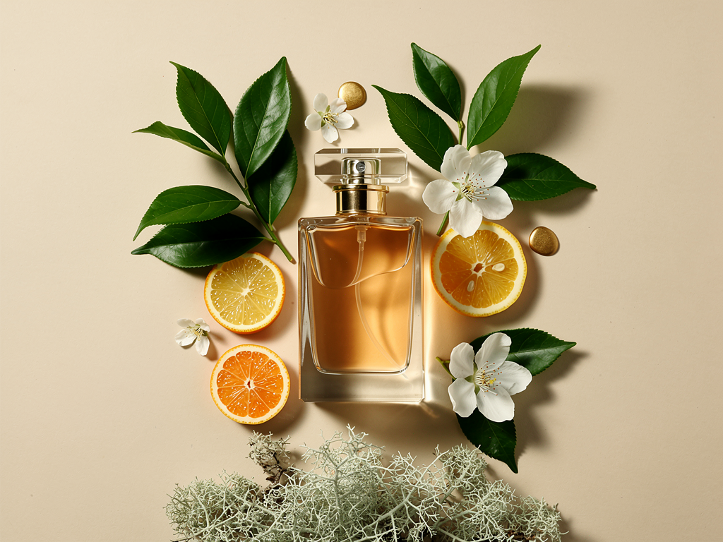 Warum Chypre Düfte zeitlose Eleganz ausstrahlen und heute begehrt sind Elegante Flakonflaschen mit Chypre Duftkomponenten in stilvollem Arrangement