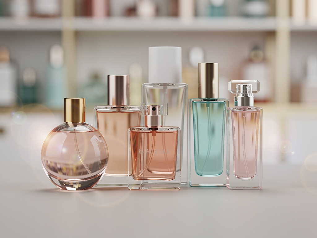 Günstige gute Parfums finden – hochwertige Düfte zum kleinen Preis Flakons mit günstigen guten Parfums in verschiedenen Duftvarianten auf Holzoberfläche