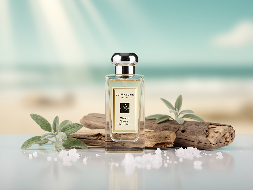 Frischer Luxusduft im Alltag erleben mit Jo Malone Wood Sage & Sea Salt Testbericht Jo Malone Wood Sage & Sea Salt Flakon mit natürlichem Meeres- und Holzaroma