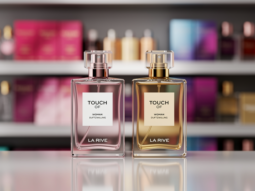 La Rive Touch of Woman Duftzwilling im Test bei Rossmann entdecken La Rive Touch of Woman Duftzwilling Flakon im Rossmann Drogeriemarkt Regal