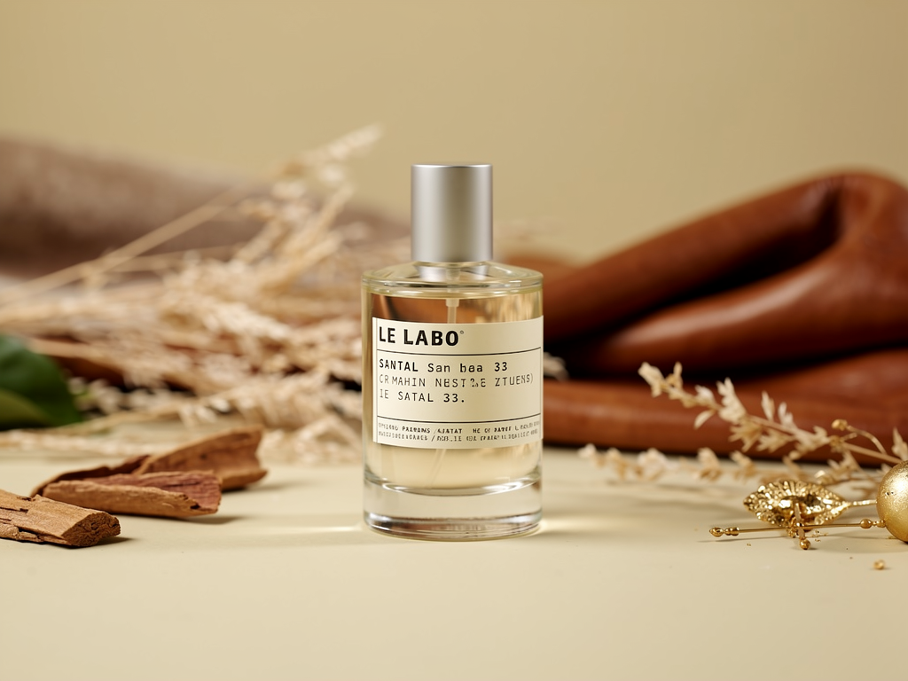Le Labo Santal 33 Bewertung Ein ehrlicher Blick auf den Kultduft Le Labo Santal 33 Flakon vor Sandelholz und Gewürzen angeschnitten