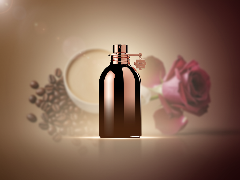 Wie Montale Intense Cafe Duftfans mit Kaffee-Rose-Note begeistert Montale Intense Cafe Flakon vor Kaffeebohnen und Rosen als Nischenparfum