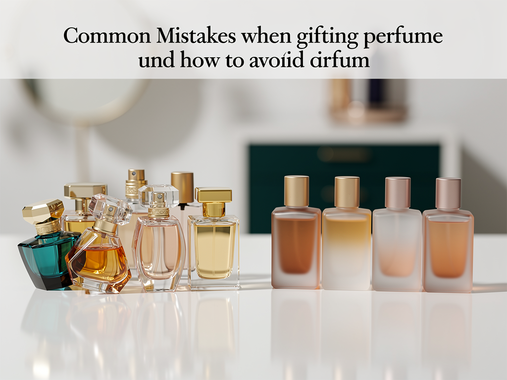 Typische Fehler beim Parfum verschenken und wie Sie sie vermeiden Parfumflasche mit Zerstäuber symbolisiert typische Fehler beim Parfum verschenken