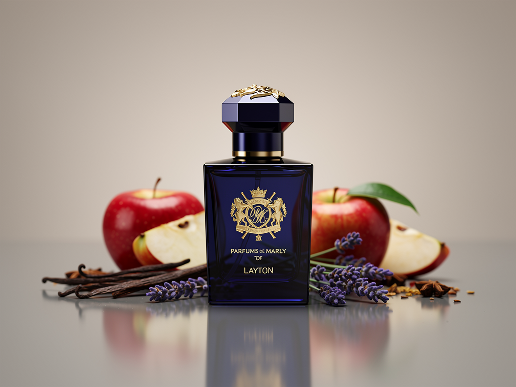 Unser ausführlicher Parfums de Marly Layton Test zeigt Stärken und Schwächen des Nischenparfums Parfums de Marly Layton Flakon vor dunklem Hintergrund im Testbericht